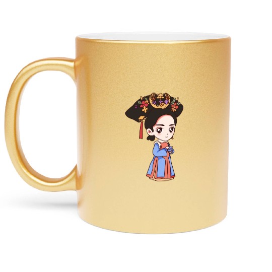 HAND PAINTED GIRL IMAGE Metallic Mugs