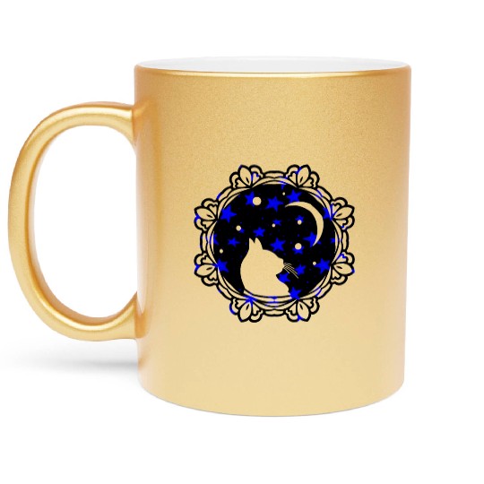 Cat Moon Metallic Mugs
