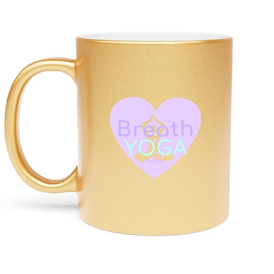 Breath Yoga Relax | Yogi Metallic Mugs with heart Namaste