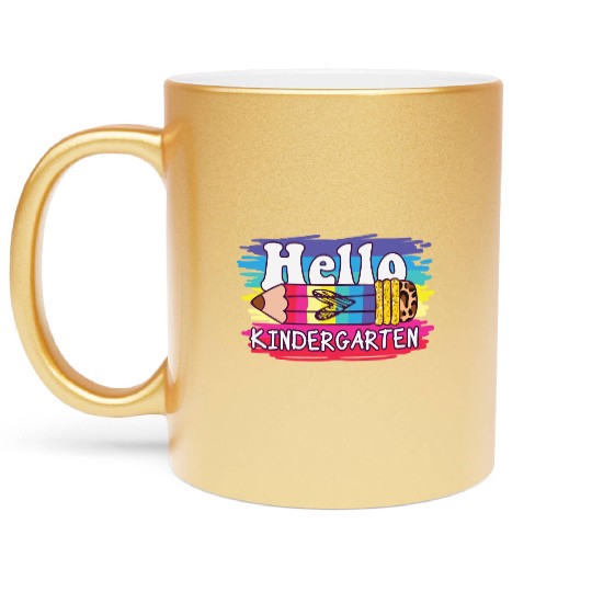 Hello pencil kindergarten back to school Metallic Mugs