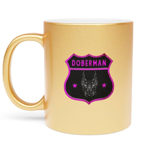 Doberman dog design Metallic Mugs