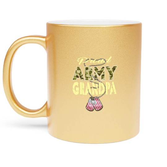 Proud Army Grandpa Camo Us Dog Tag Military Grandf Metallic Mugs