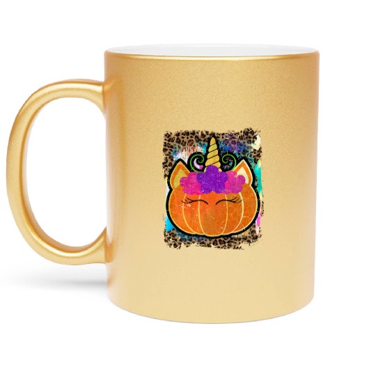 Halloween Unicorn Pumpkin Tie Dye Metallic Mugs