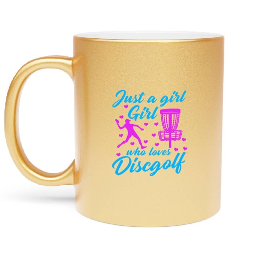Girl Who Loves Disc Golf Vintage Ultimate Frisbee Metallic Mugs