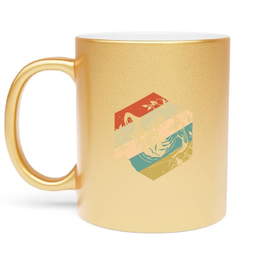 Retro Vintage Floral Flower Pug Metallic Mugs