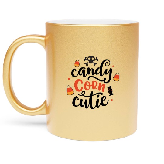 Candy Corn Cutie Halloween Holiday Metallic Mugs
