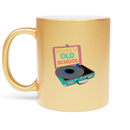 Old School Vinyl Music Lover Metallic Mugs