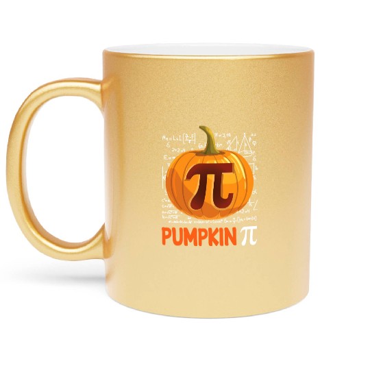 Pumpkin Pi Math Halloween Thanksgiving Funny Pi Metallic Mugs