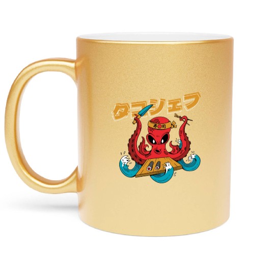 Octopus Chef Sushi | Japanese Food Metallic Mugs | Anime