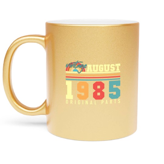 Birthday Greeting For 1985 August Metallic Mugs