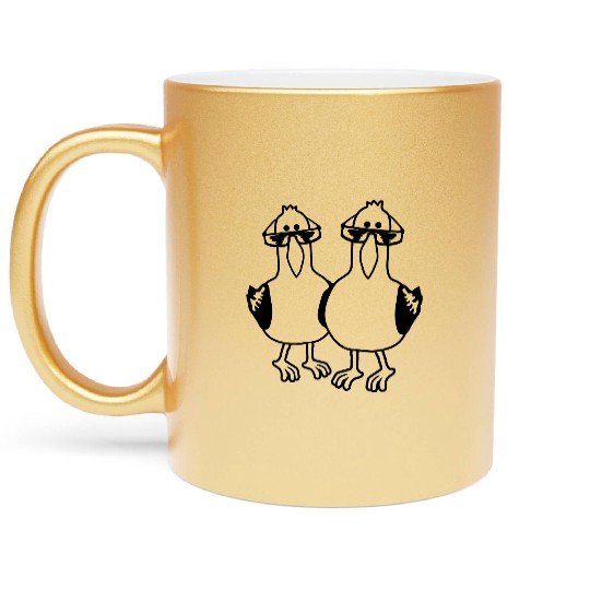 Cartoon 2 seagull friends Metallic Mugs