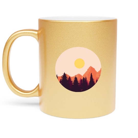 sunset horizon mountains Metallic Mugs