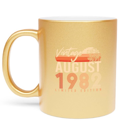 40th Birthday Of August 1982 Metallic Mugs