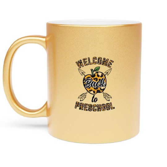 Welcome Back To Preschool Leopard Print Metallic Mugs