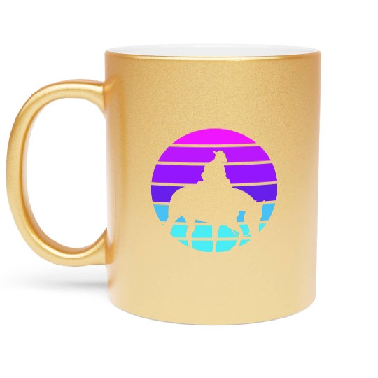 Synthwave Cowboy Horse Wrangler Gift Metallic Mugs