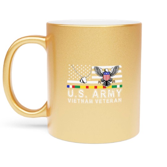 Vietnam Veteran Eagle US Flag Dog Tag Vintage Metallic Mugs