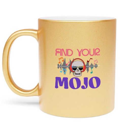 Find Your Mojo Colorful Violet Pink Retro Font Metallic Mugs