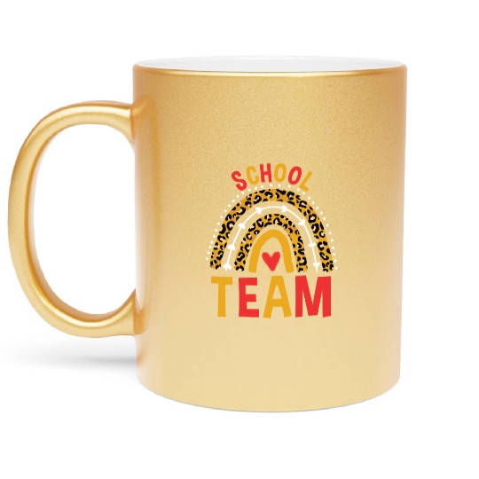 Leopard Rainbow Back To School Team Metallic Mugs