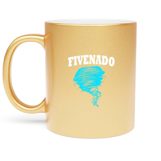 5th Birthday Tornado Fivenado Metallic Mugs
