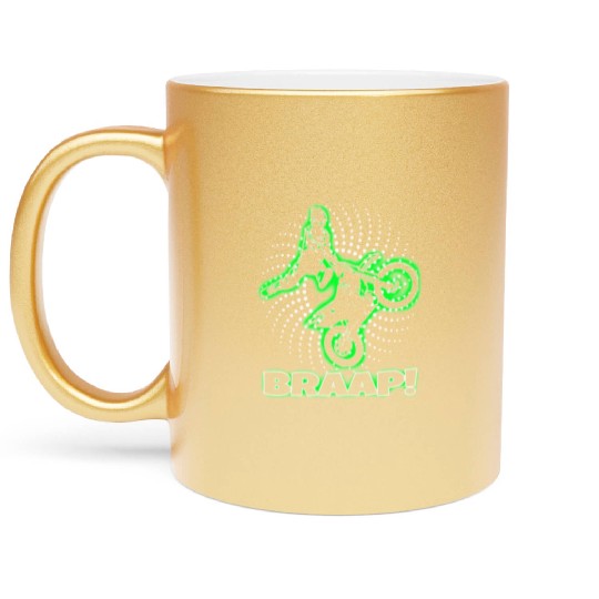 Braap Green Motocross Dirt Bike Metallic Mugs