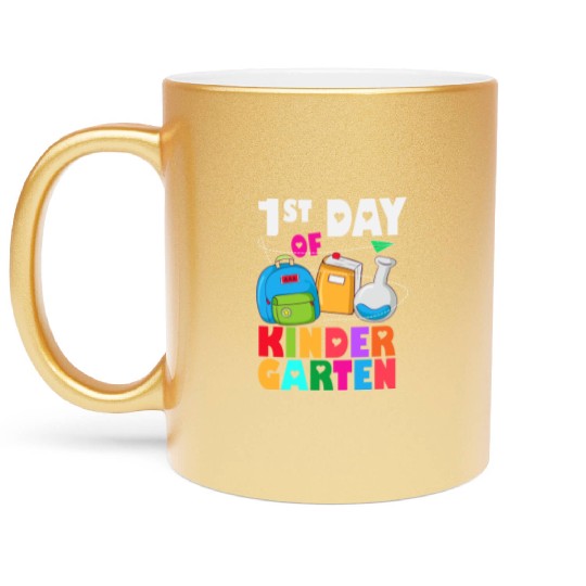 Back to School First Day of Kindergarten Metallic Mugs