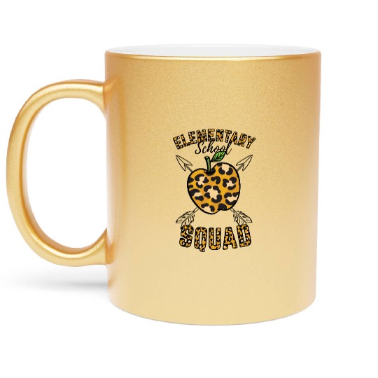 Elementary School Squad Teacher Leopard Print Metallic Mugs