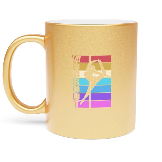 Retro Workout Pole Dancing Pole Dancer Metallic Mugs