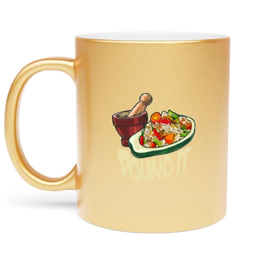 Pound It Green Spicy Thai Papaya Salad Metallic Mugs