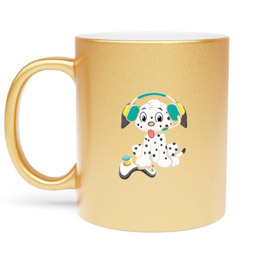 Video Game Player Paw Puppy Breeder Dalmatian Dog Metallic Mugs