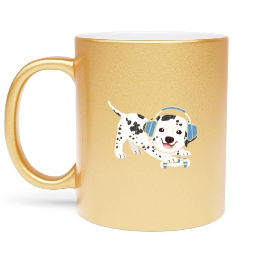 Video Game Player Paw Puppy Breeder Dalmatian Dog Metallic Mugs