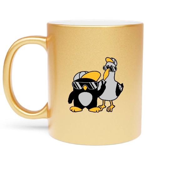 Seagull penguin 2 friends Metallic Mugs