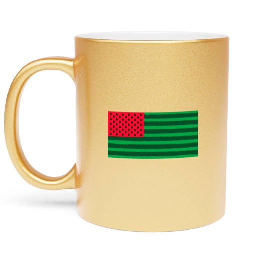 Funny Watermelon Flag USA Metallic Mugs