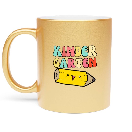 Groovy Hello Kindergarten Vibes Retro Metallic Mugs