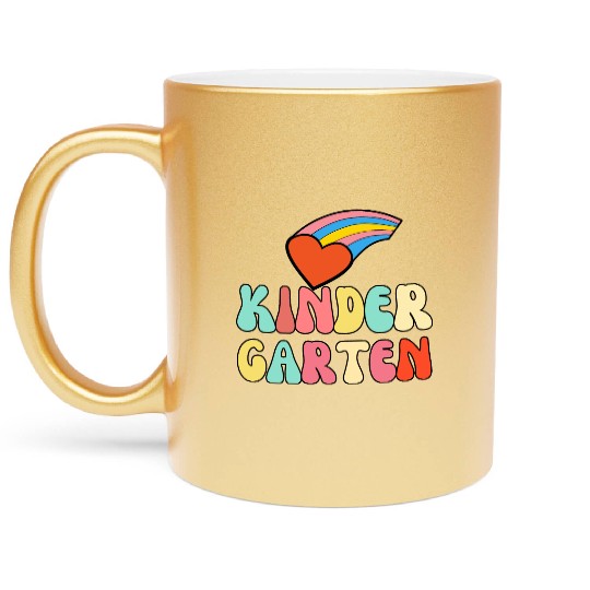 Groovy Hello Kindergarten Vibes Retro Metallic Mugs