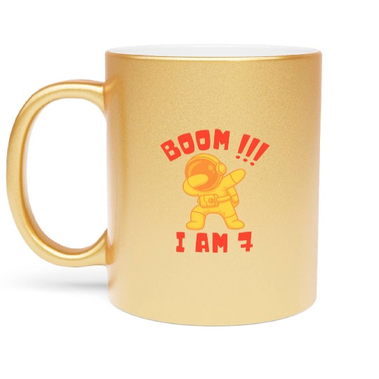 Kids Dabbin 7 years anniversary birthday cosmonaut Metallic Mugs
