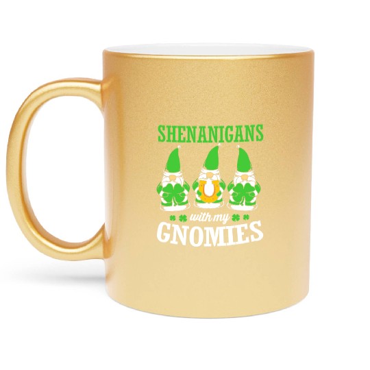 Clover St Patricks Day Shenanigans With My Gnomies Metallic Mugs
