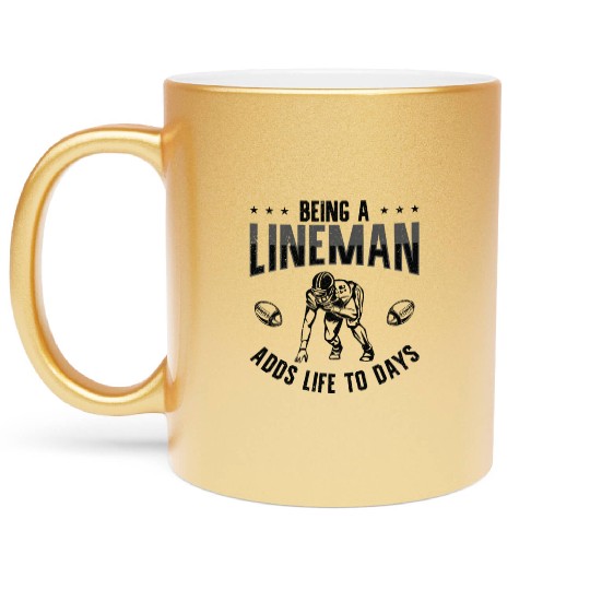 Football Lineman Life Player Sports Metallic Mugs