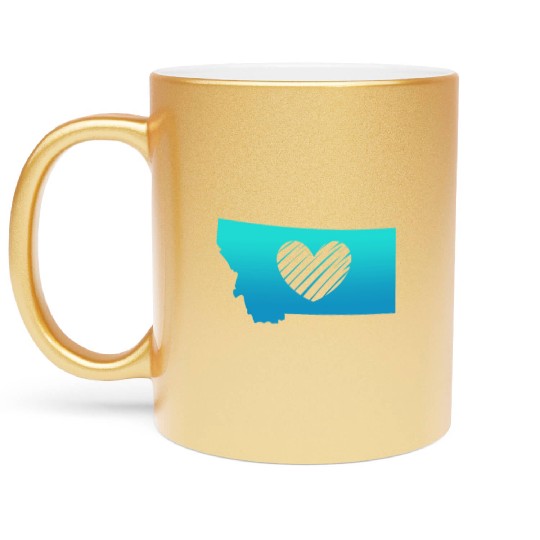 Montana Map Heart Metallic Mugs