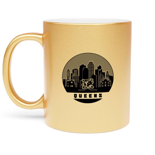 Queens New York Skyline Metallic Mugs