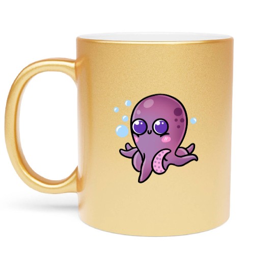 Kawaii Octopus For Octopus Lover Metallic Mugs