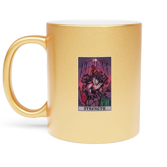 Strength Tarot Card Halloween Cerberus Greek Mytho Metallic Mugs
