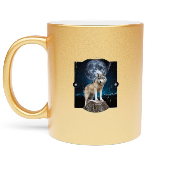 Wolf Moon Forest Wolves Nature Nature Liever Full Metallic Mugs