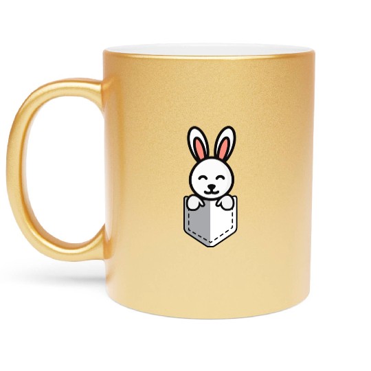 Bunny Pocket Cute Little Easter Sunday Egg Hunt Metallic Mugs