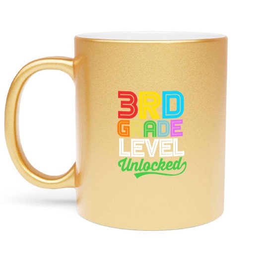 Back To School Level Unlocked Gamer 3rd Grade Metallic Mugs