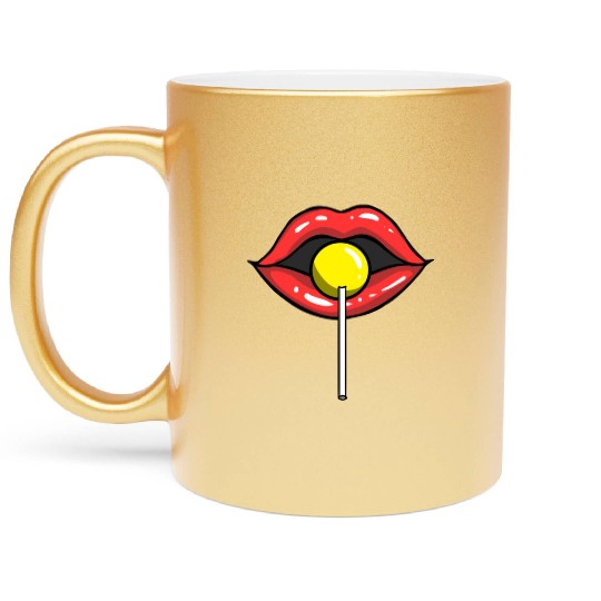 Red Lips Lollipop for Lollipop Lover Metallic Mugs