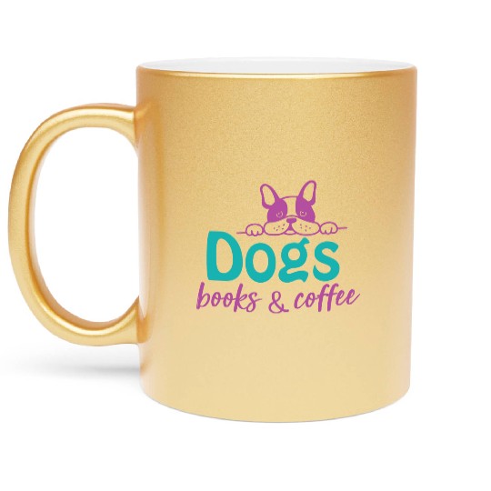 dogs books coffee 01 Metallic Mugs