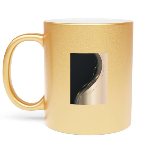 Luxury Elegant Black Gold Wave Metallic Mugs