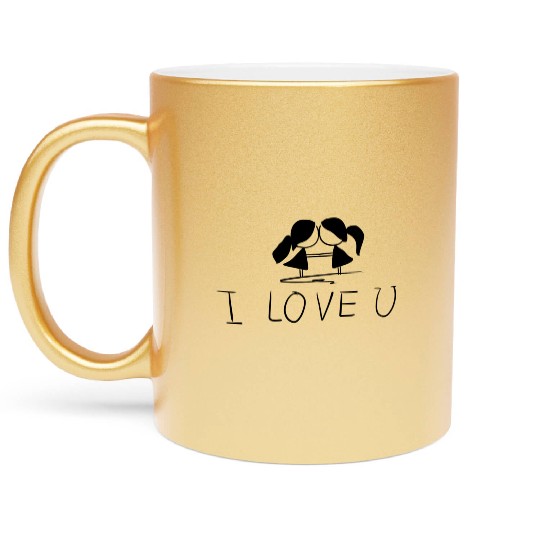 lesbian couple couple i love you Metallic Mugs