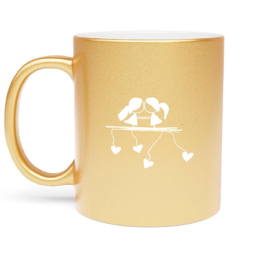 lesbian couple love symbol Metallic Mugs