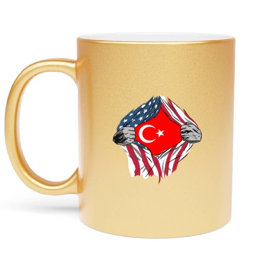 USA Turkey friendship flags design Metallic Mugs